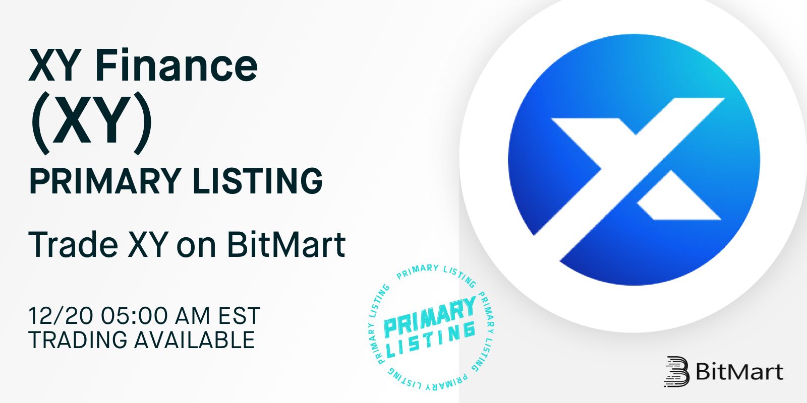 XY Finance (XY) Primary Listing on BitMart BitMart